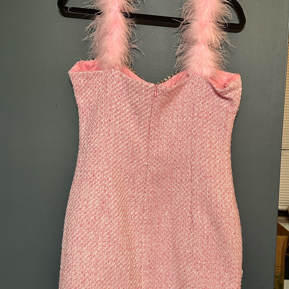 Fashion Nova Pink Mini Dress with Feather Straps - Picture 2 of 2